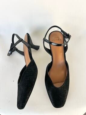Donald J Pliner Black Cion Sparkly Kitten Heels Slingbacks Event 7 Closed Toe